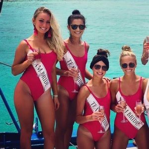 ASOS Team Bride Bridesmaid Bachelorette One Piece Swimsuit XS Small US 2 UK 6